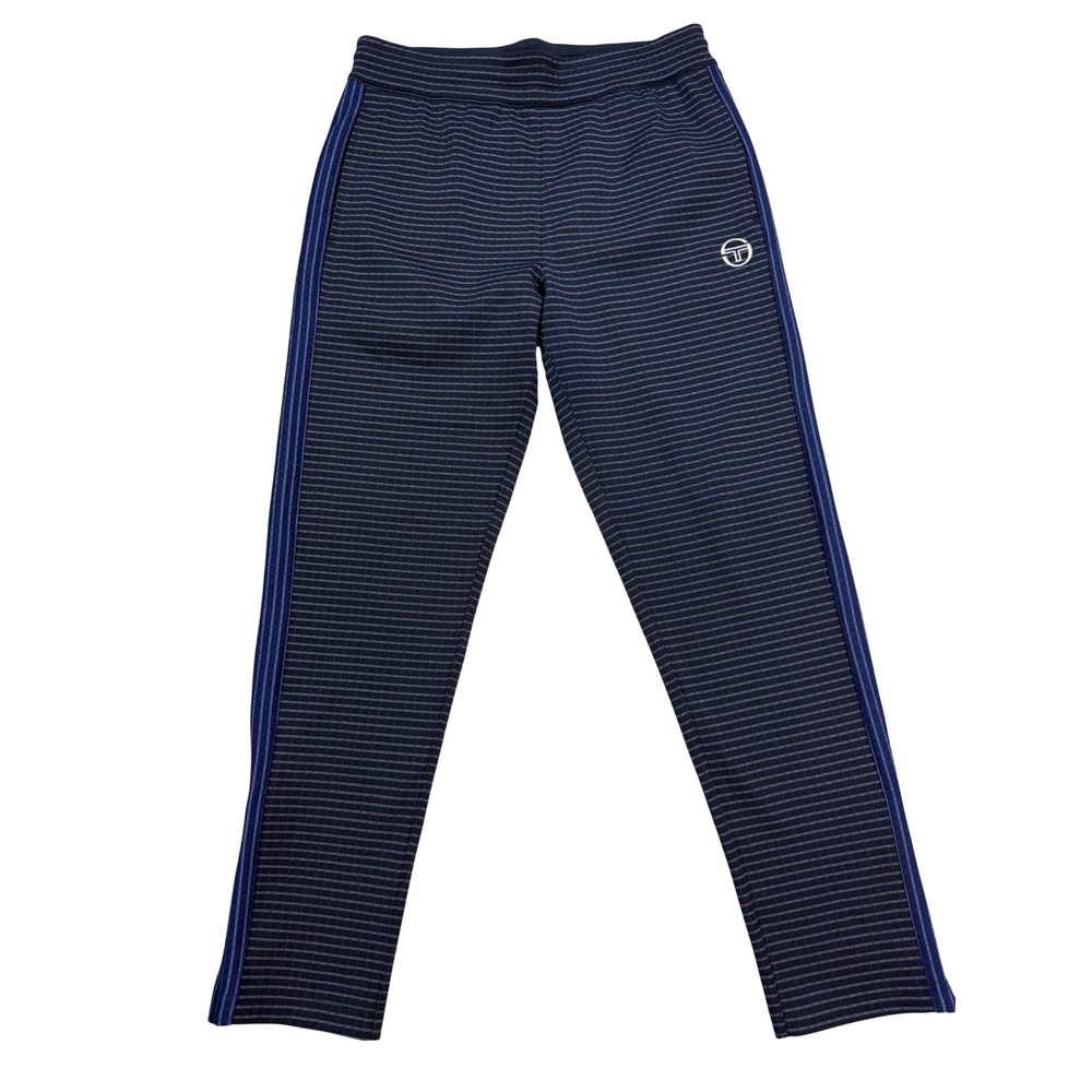 Sergio Tacchini Track Pants Mens S Navy Blue Excellent Pinstripe Joggers